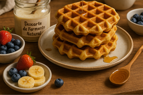 Receita de waffles com descarte de levain perfeita para o café da manhã